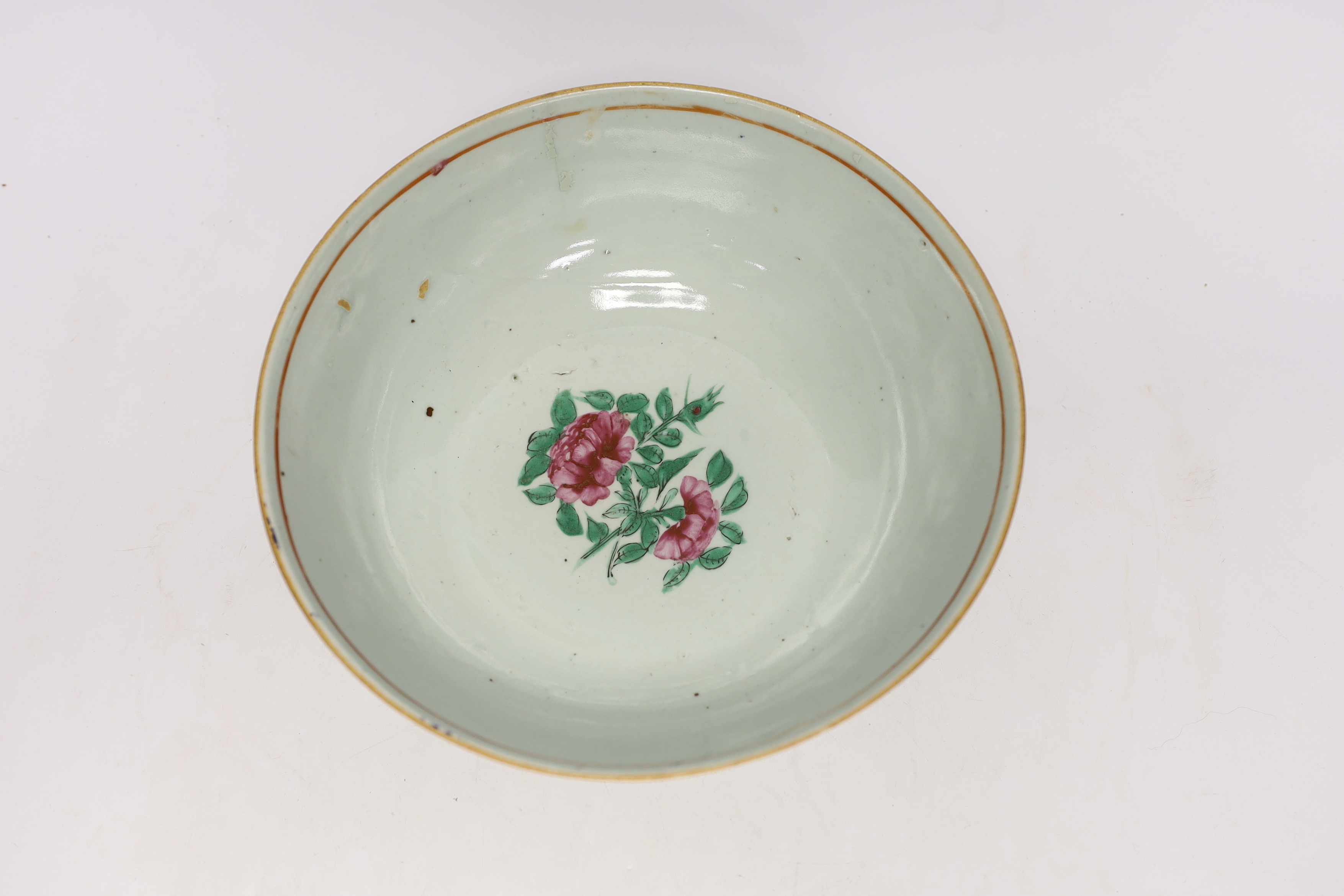 A large Chinese famille rose bowl, early 19th century, probably made for the Indian market, 26cm in diameter